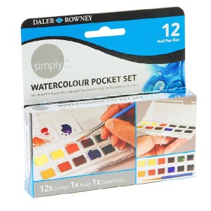 Watercolor set "Pocket" Daler-Rowney SIMPLY, small cuvettes, 12 colors