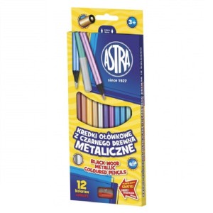 ASTRA Metallic round coloured pencils - 12 colors with sharpener