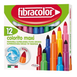 ETAFELT Fibracolor Colorito Maxi Broad Point Fiber Colouring Pens Pack of 12